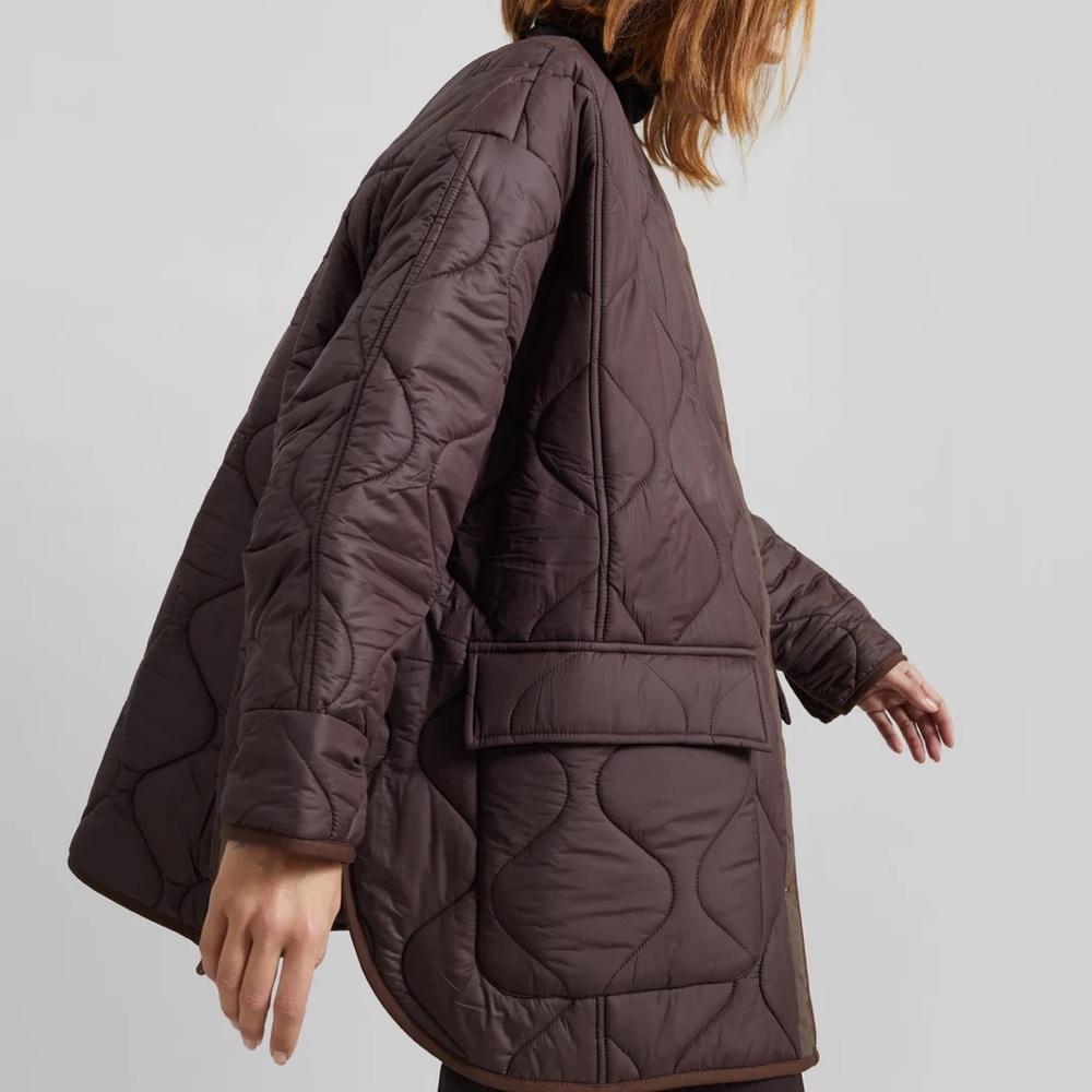 The Frankie Shop - TEDDY QUILTED JACKET - CHOCOLATE BROWN - XS/S